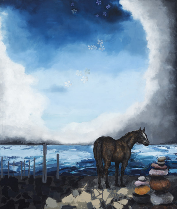 Blue Sky - Grey Horse by Susan  Schiesser