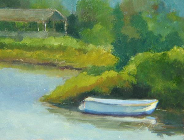Blue Dinghy Reflection by Janice Tippett