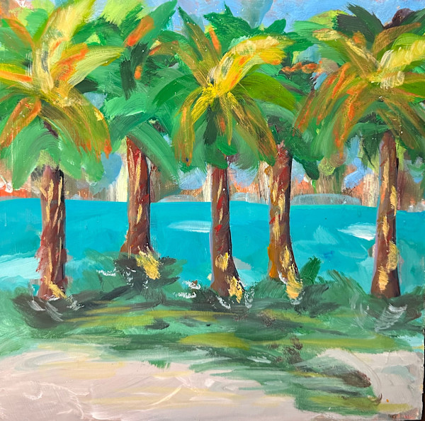 Ctiy Skyline through the Palms by Janice Tippett