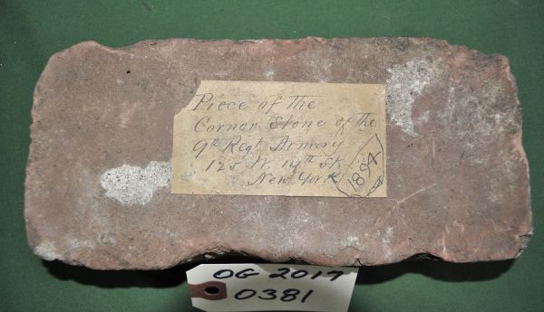 Piece of the Cornerstone of the 9th Reg. Armory 125 West 14th St. NYC 1894