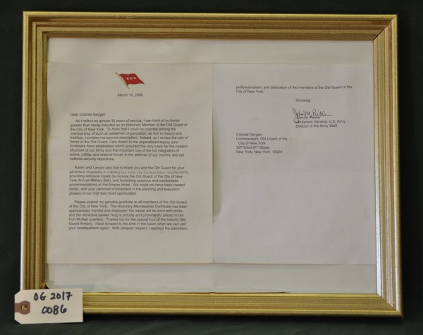 Letter from Lieutenant General John M. Pickler