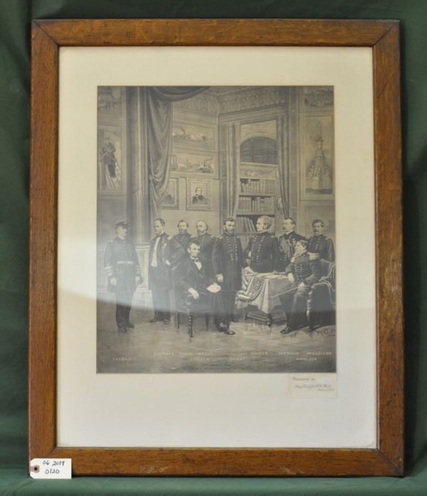 Print of Lincoln with High Ranking Officers of Union Army and Navy