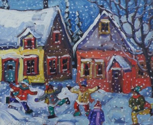 Children Playing Winter Scene by Rod Charlesworth, Image 1.
