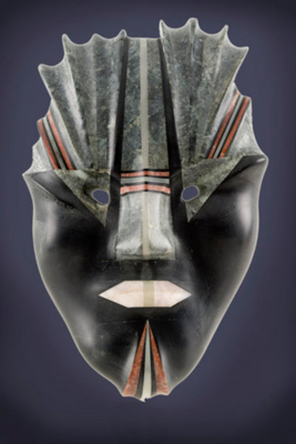 Soapstone Mask in Black and Grey by Roland Gatin, Image 1.