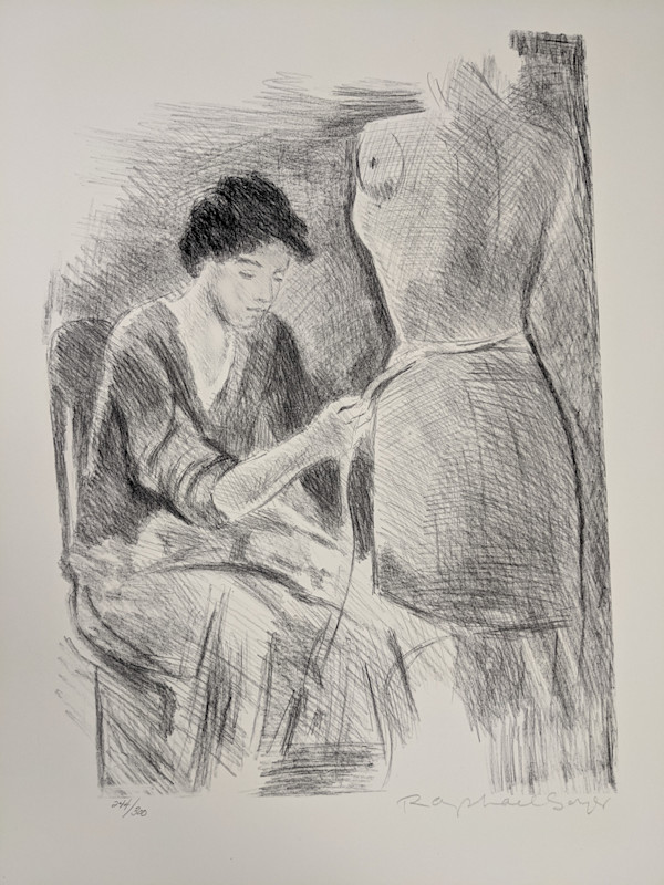 Seamstress  II (B&W) by Raphael Soyer