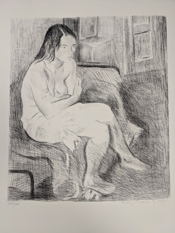 Woman in Red Stockings (B&W) by Raphael Soyer