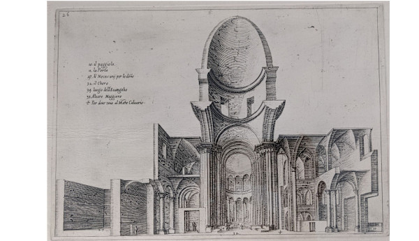 Gesamtperspektiveder Grabkitcher Mariens by Jacques Callot