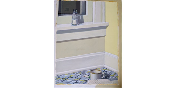 Untitled (salt shakers, mug on windowsill, papers on floor) by Michael Connors