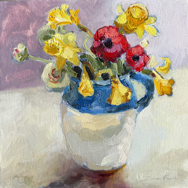 Spring Flowers in Vintage Jug by Sara Rae, Image 1.