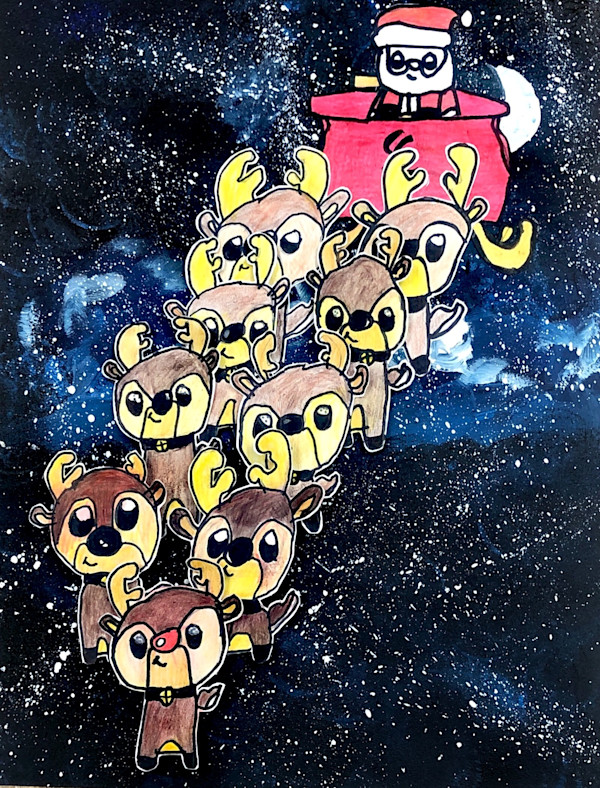 Santa and Reindeer by Abbie