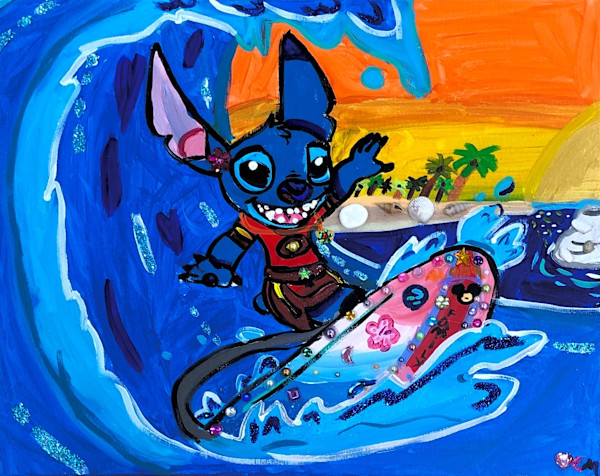 Stitch Riding The Wave by Emily