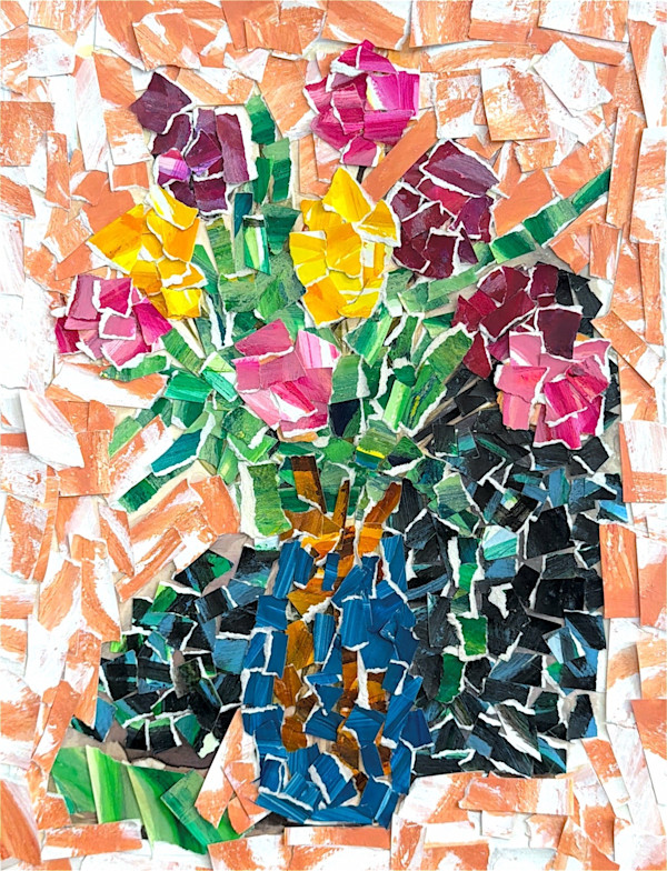 Flowers In Blue Vase by Spencer, Image 1.