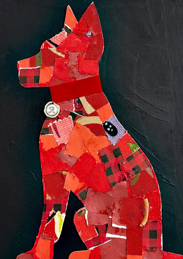 Red Dog Black Background by Tiffany, Image 1.
