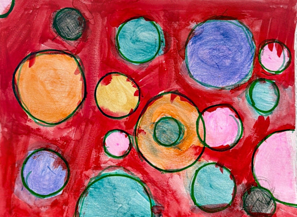 Abstract Dots On Red by Kelsey, Image 1.