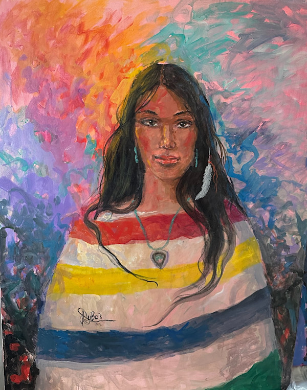 Saddle Blanket Indian Woman by Risa Dubois