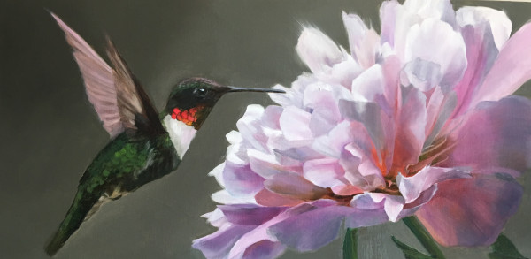 Hummingbird and Flower by Rose Tanner