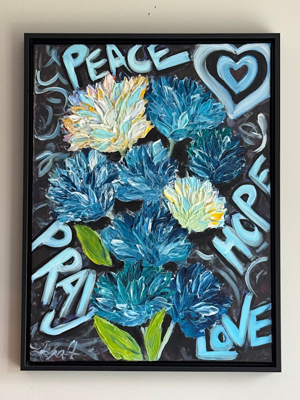 Graffiti Hope and Love - Original One of a Kind Giclee Canvas Print by Kathleen Kraft, Image 1.
