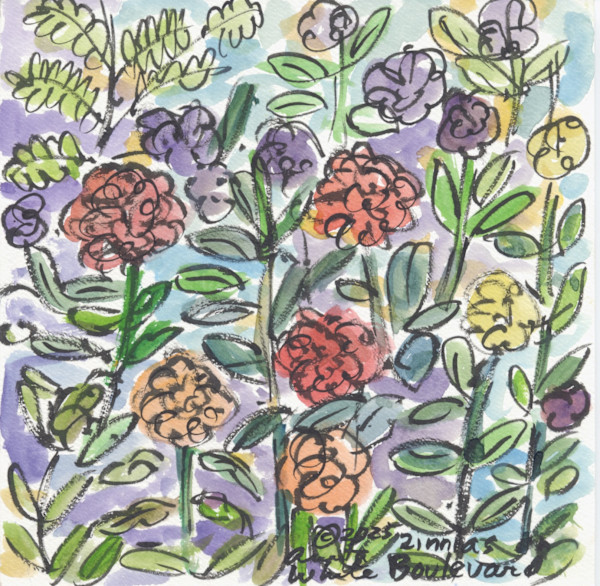Zinnias on Boulevard by Anita Inez White