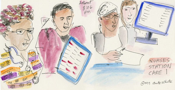 8:06 pm Cardio Renal Nurse's Station by Anita Inez White