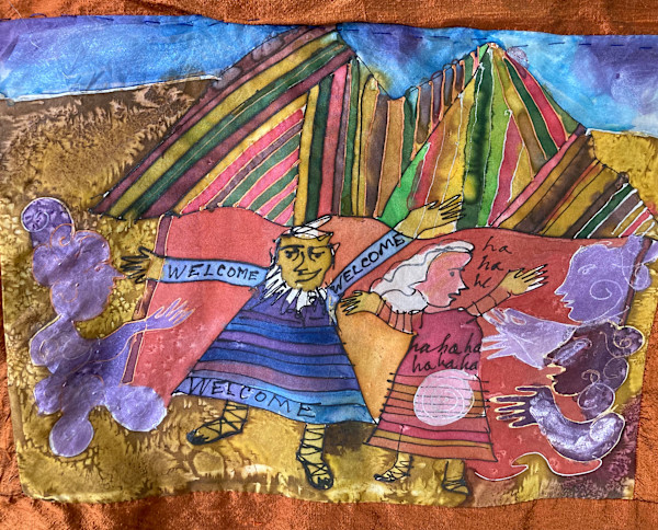 Abraham and Sarah welcome the 3 angels by Anita Inez White