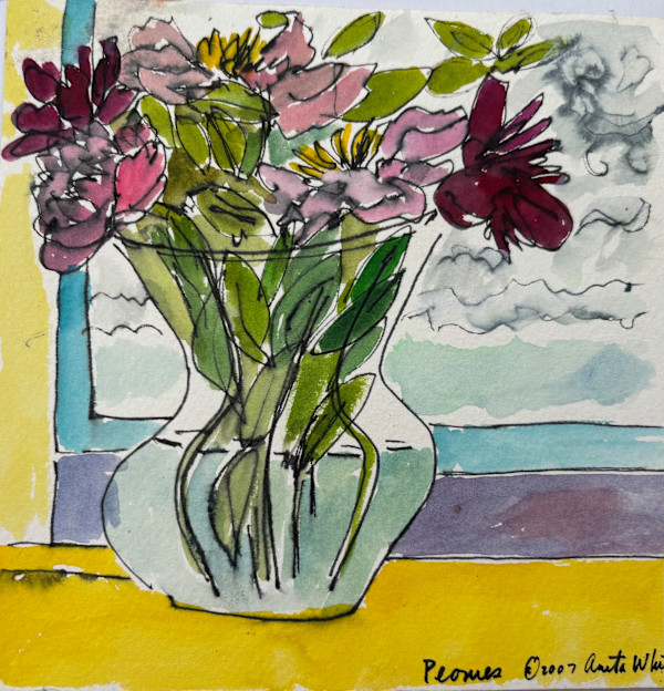 Peonies in Vase by Anita Inez White