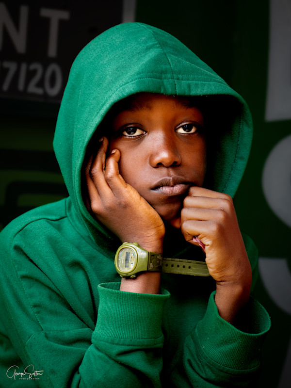 Boy in Green Hoodie by George Salter Photography
