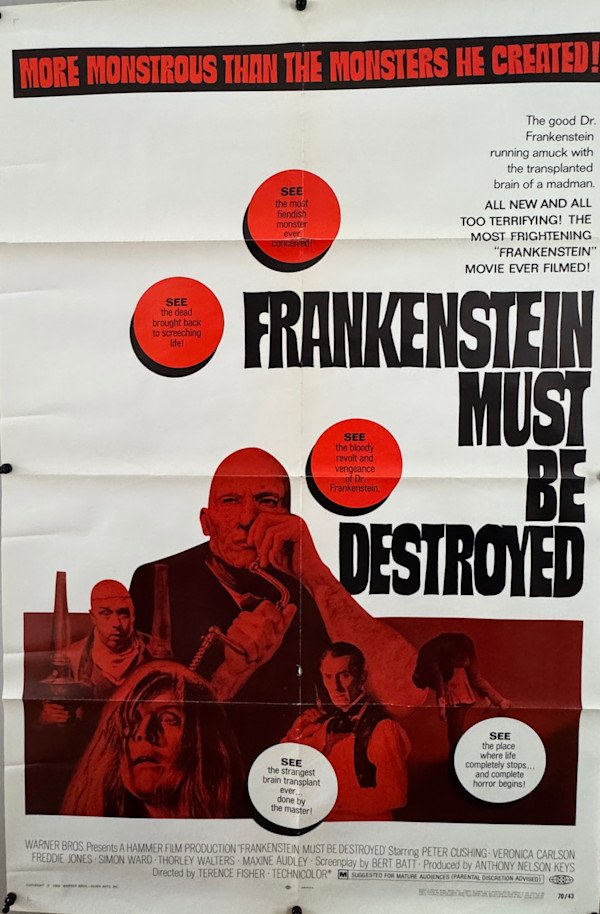 Frankenstein Must Be Destroyed, US 1 Sheet, 1970