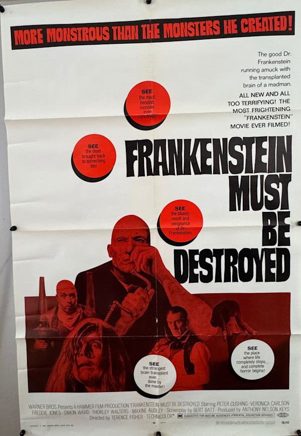 Frankenstein Must Be Destroyed, US 1 Sheet, 1970