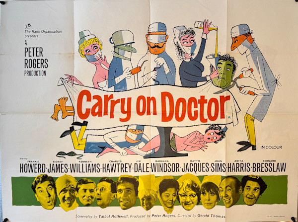Carry On Doctor, 1967 British Quad, Image 1.