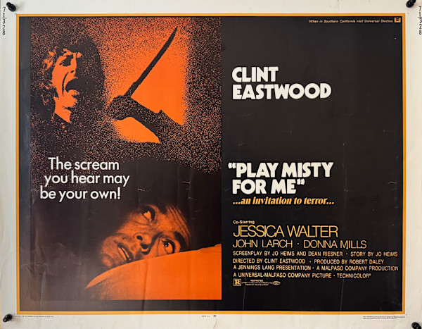 Play Misty For Me 1971 US Half Sheet, Image 1.