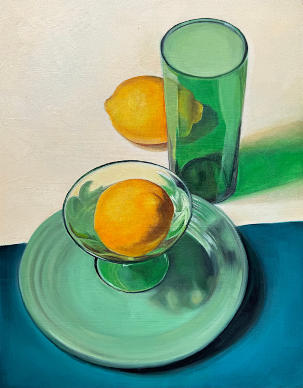 Lemons with Green Dinnerwear by Lindsay Shillington