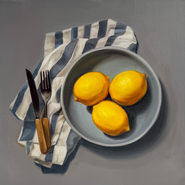 Lemons on Blue by Lindsay Shillington