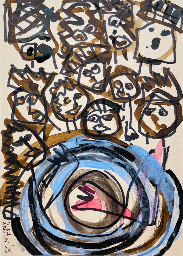 Patchwork Family With Seven Children At Dinner Table by Susanne Cäcilie Walther