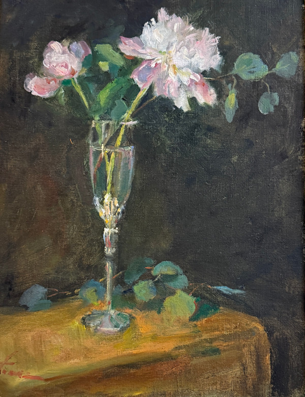 Peonies in a Champaigne Glass by Shauna Shane