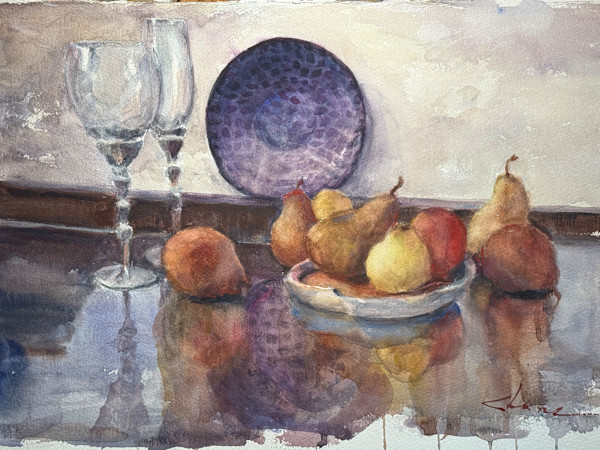 Pears, Glass, and Silver by Shauna Shane, Image 1.