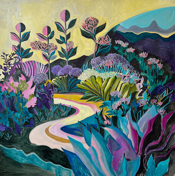 Psychedelic Landscapes: Yellow Path by Sarah Dee Barrett
