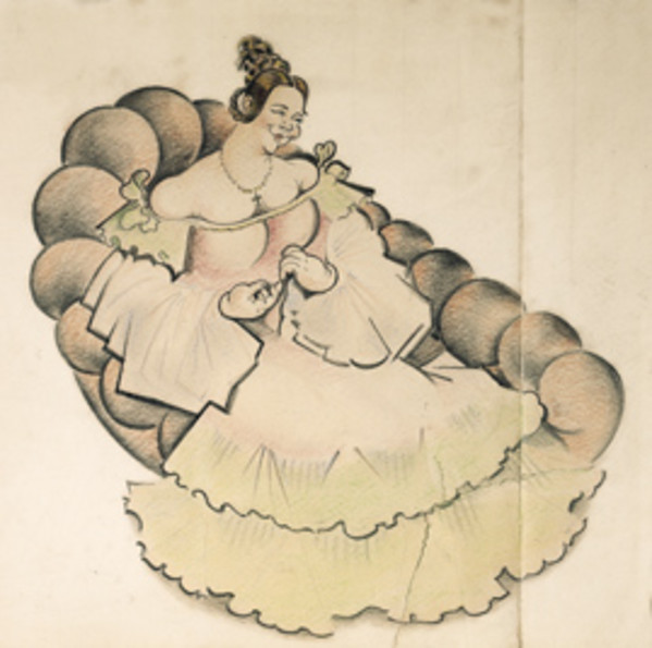 L’attrice. Bozzetto per il trucco per L’ispettore generale di Gogol’ by Nikolaj Pavlovich Akimov