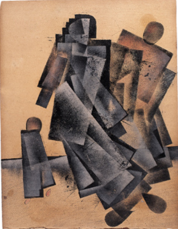 Due figure con bambino by Kazimir Severinovich Malevich