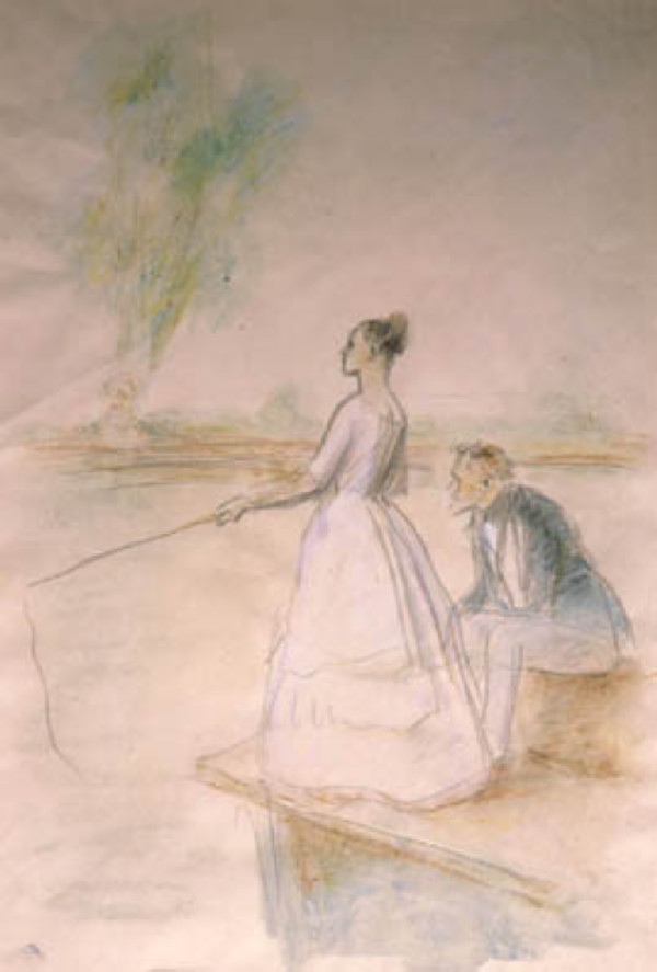 Lisa e Lavreckij (Ivan Turgenev, Un nido di nobili) by Konstantin Ivanovich Rudakov