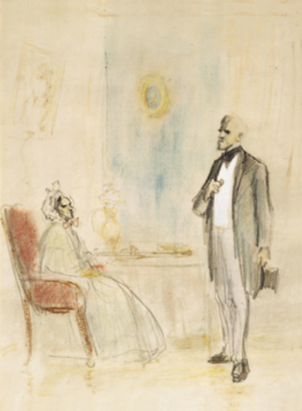 Maria Dimitrevna e Lavreckij (Ivan Turgenev, Un nido di nobili) by Konstantin Ivanovich Rudakov