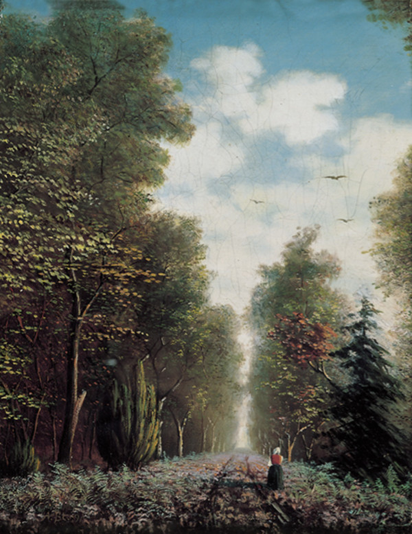 Paesaggio di Normandia. Contadina nel bosco by Aleksandr Karlovich Beggrov