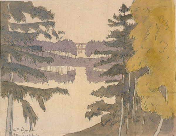 Paesaggio finlandese a Punkaharju by Anna Petrovna Ostroumova- Lebedeva