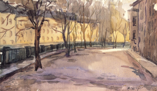 Pietrogrado. Lungo il canale Ekaterininskij by Mstislav Valerianovich Dobuzhinskij