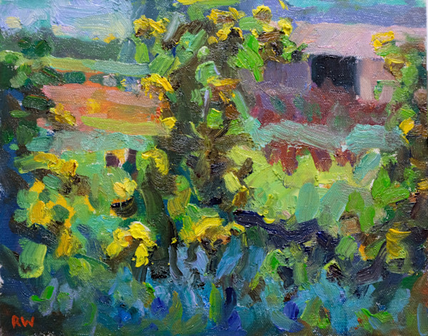 Sunflowers with Barn by Rick Worthington
