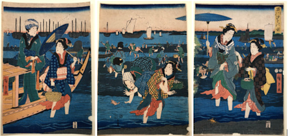 Shinagawa  Shiohigari No Zu - Shell Gathering at Low Tide in Shinagawa by UTAGAWA HIROSHIGE, Image 3.