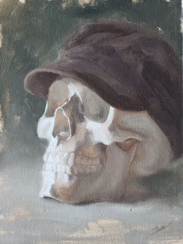Skull with Cap by Michelle Dahl