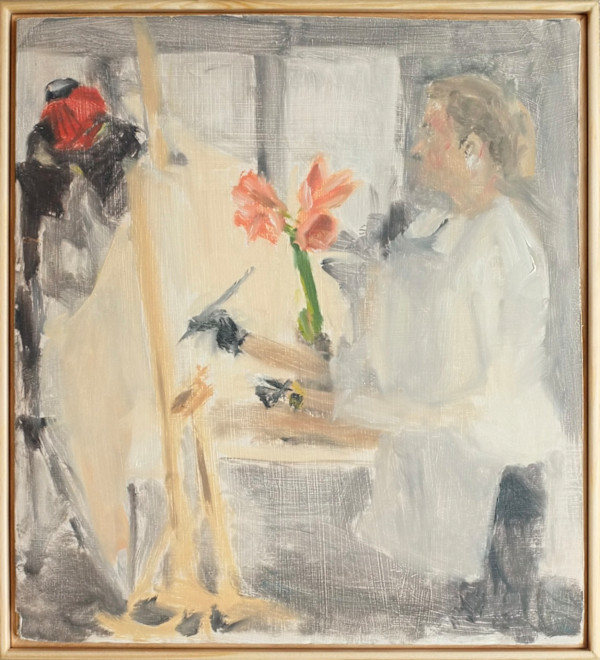 Iryna paints an Amaryllis by Leopold Nenning