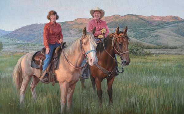 McKay grandparents on horses by Ken Corbett