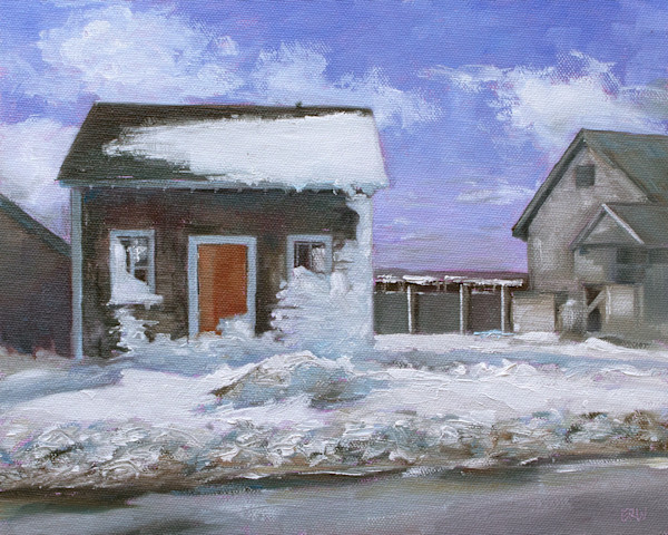 Fishing Shack with Melting Snow by Elizabeth R. Whelan