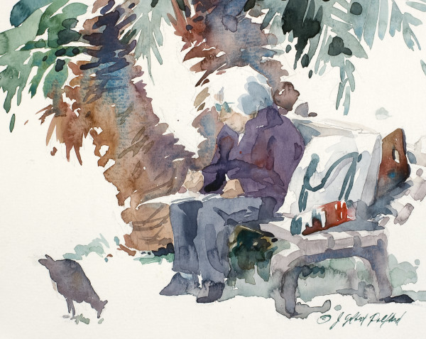 Ariane Sketching at Sahuaro Ranch Park by Julie Gilbert Pollard